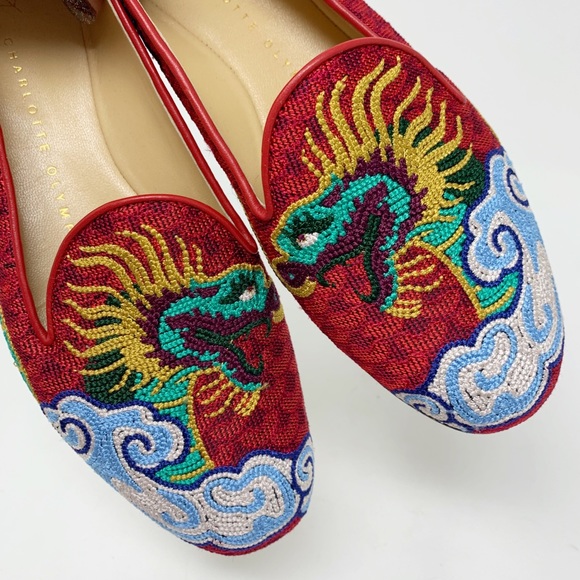 Charlotte Olympia Shoes - CHARLOTTE OLYMPIA Dragon Slipper Embroidery 36.5